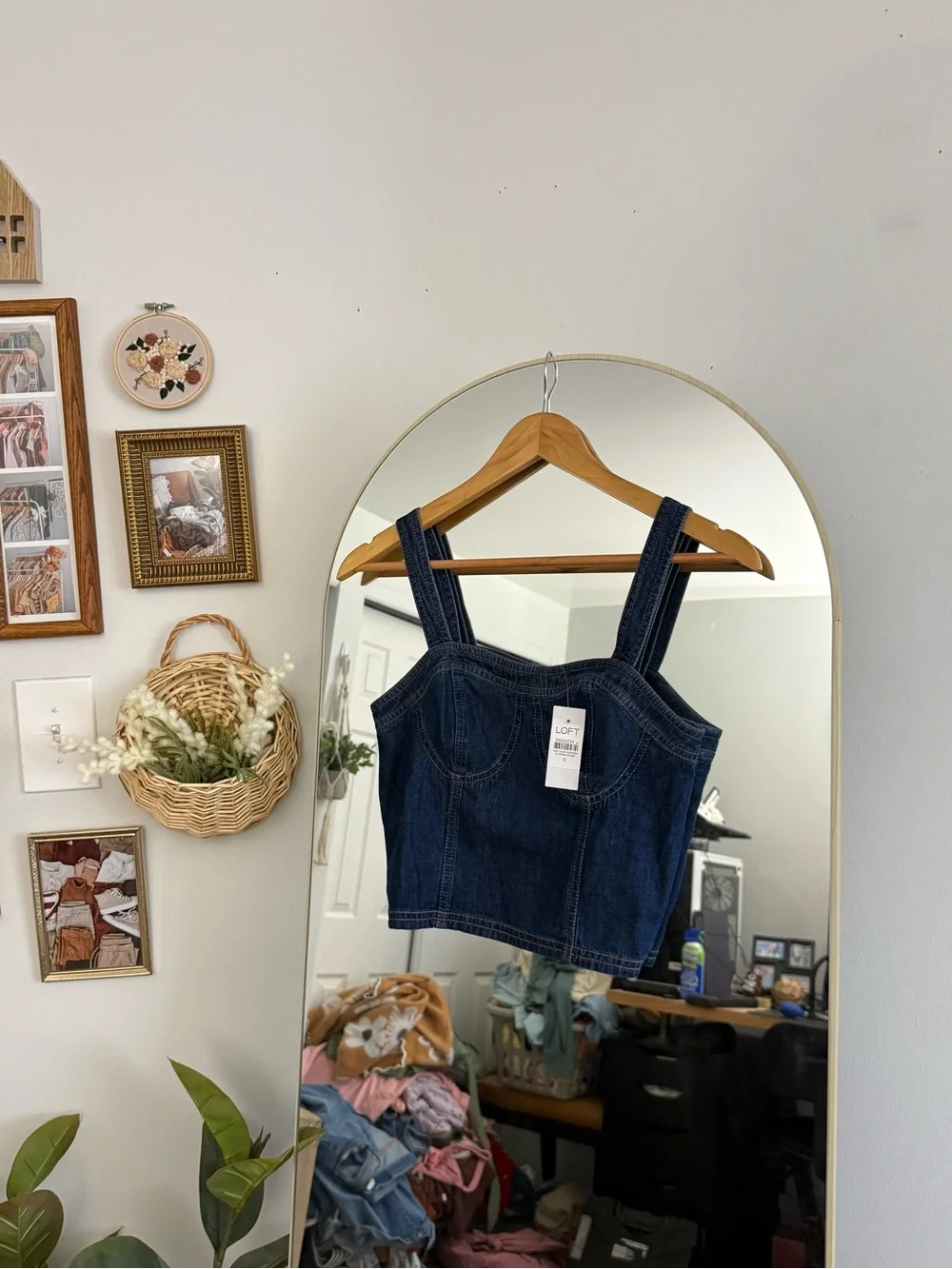 LOFT Denim Jean Crop Top NWT